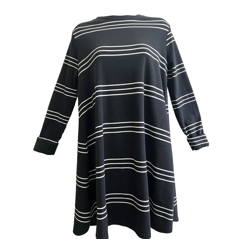 Mudpie Dress Medium Fashion Casual Business Black White Striped Women Clothing - Picture 6 of 9